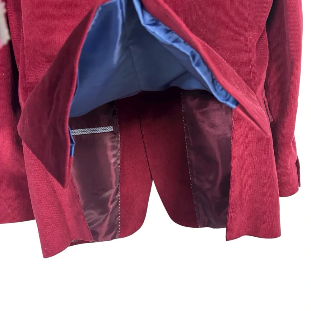 Tommy Hilfiger Sport Coat Mens Sz L42 Modern Fit Burgundy Corduroy Blazer Jacket